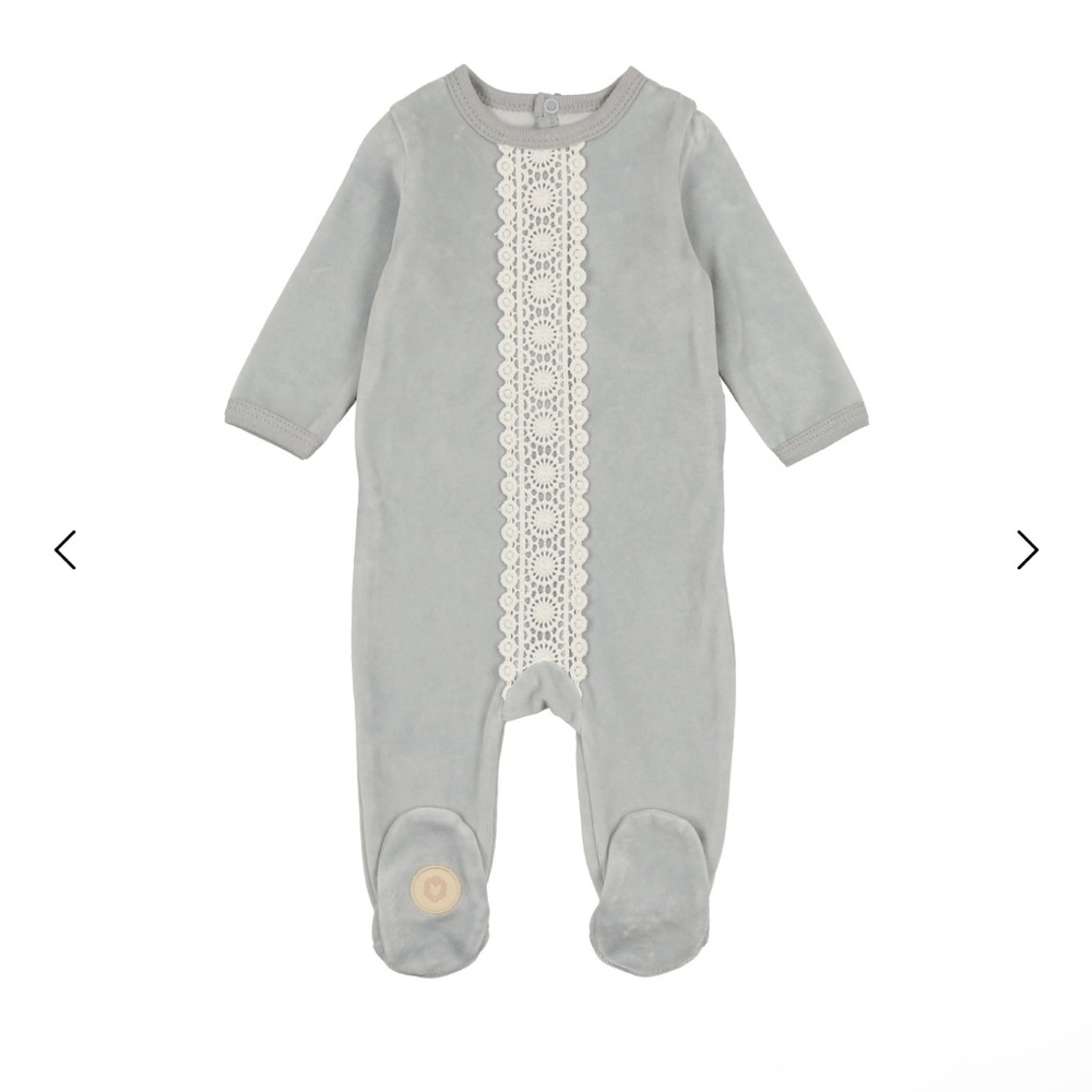 NEW montresor baby boy velour footie size 1 month